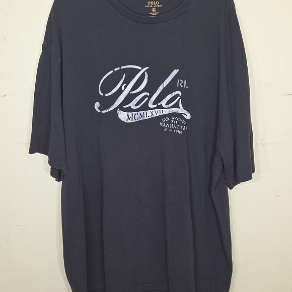 Polo Ralph Lauren T-Shirt Mens Large Black Tee Script Logo Spell-Out - XL TALL - Picture 1 of 4